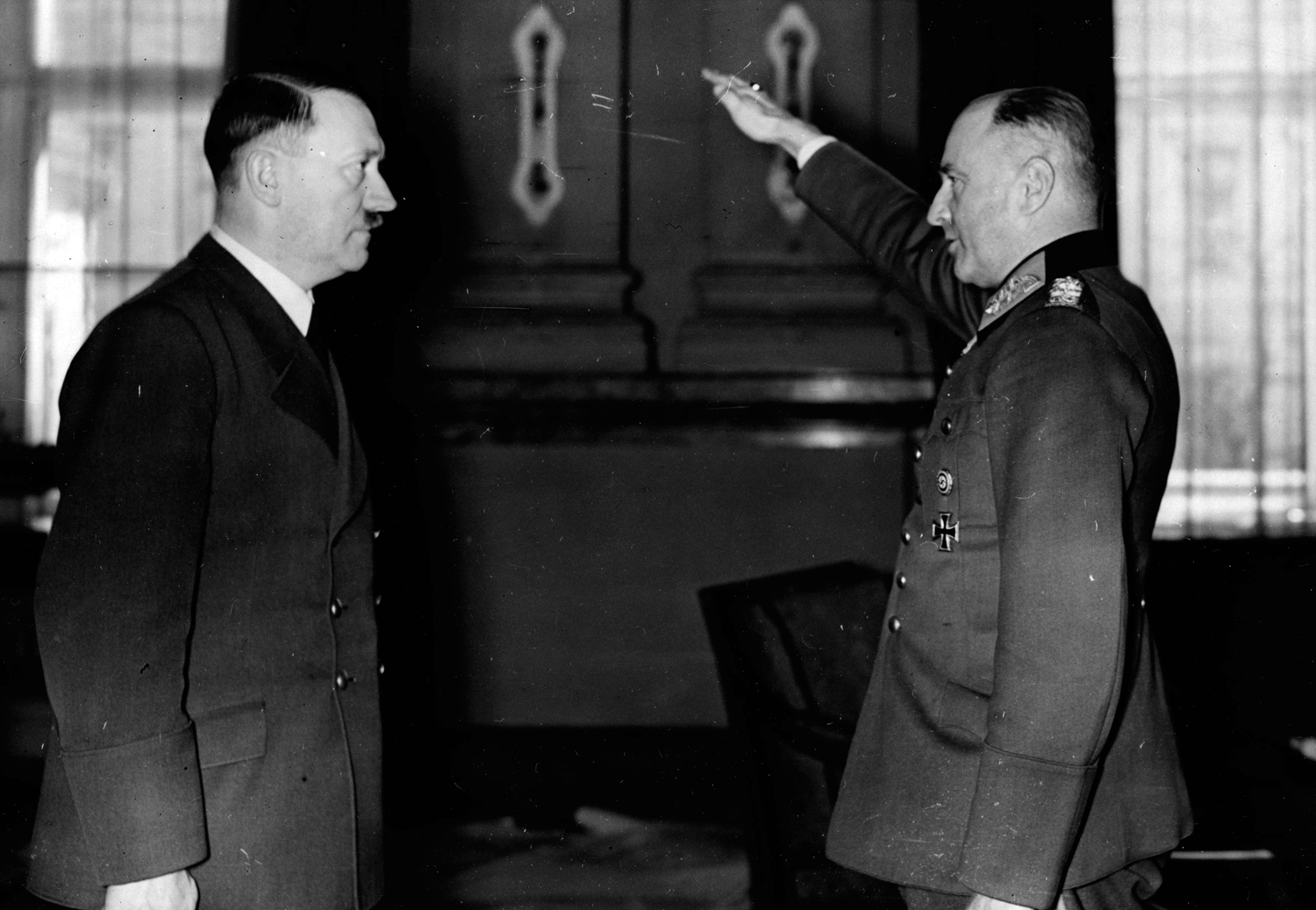 Walther von Brauchitsch congratulates Adolf Hitler for his 51th birthday